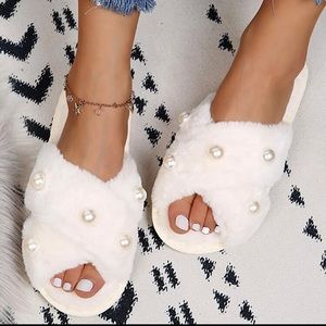 Brand new white slippers